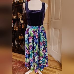 Vintage City Wear Tropical Palm Midi Skirt